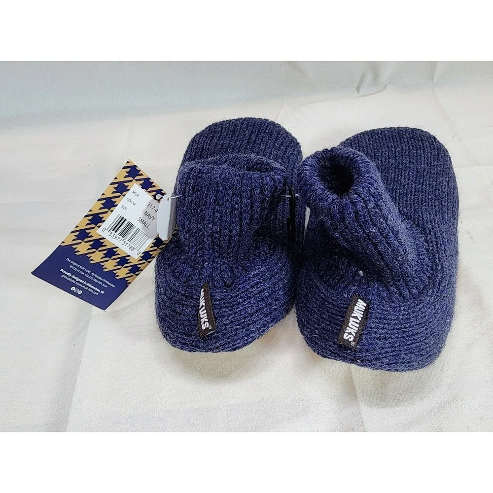 MUK LUKS Morty‎ Ragg Wool Slipper Sock Blue Size S Small(7/8) NWT Warm & Cozy